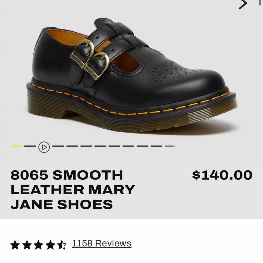 Dr. Martens 8065 SMOOTH LEATHER MARY JANE SHOES BLACK W7 EU38. Lightly worn!